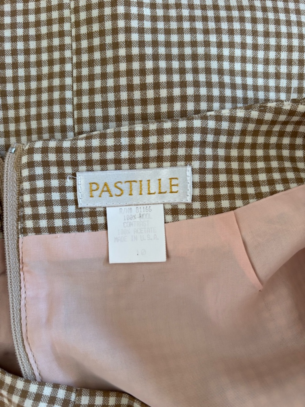 Vintage Pastille Olive Brown Gingham Mini Skirt Size 10 Cottage Core - Picture 4 of 6